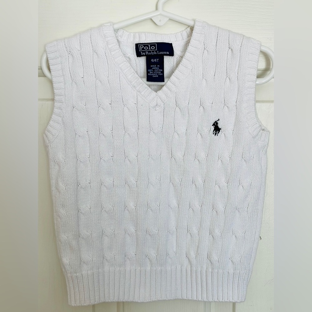 Boys Ralph Lauren Polo White Sweater Vest 4 4T